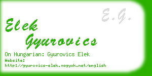 elek gyurovics business card